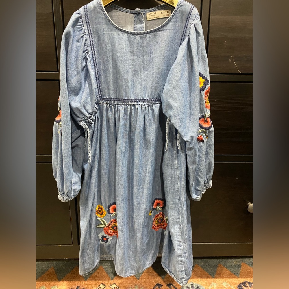 ZARA embroidered denim dress